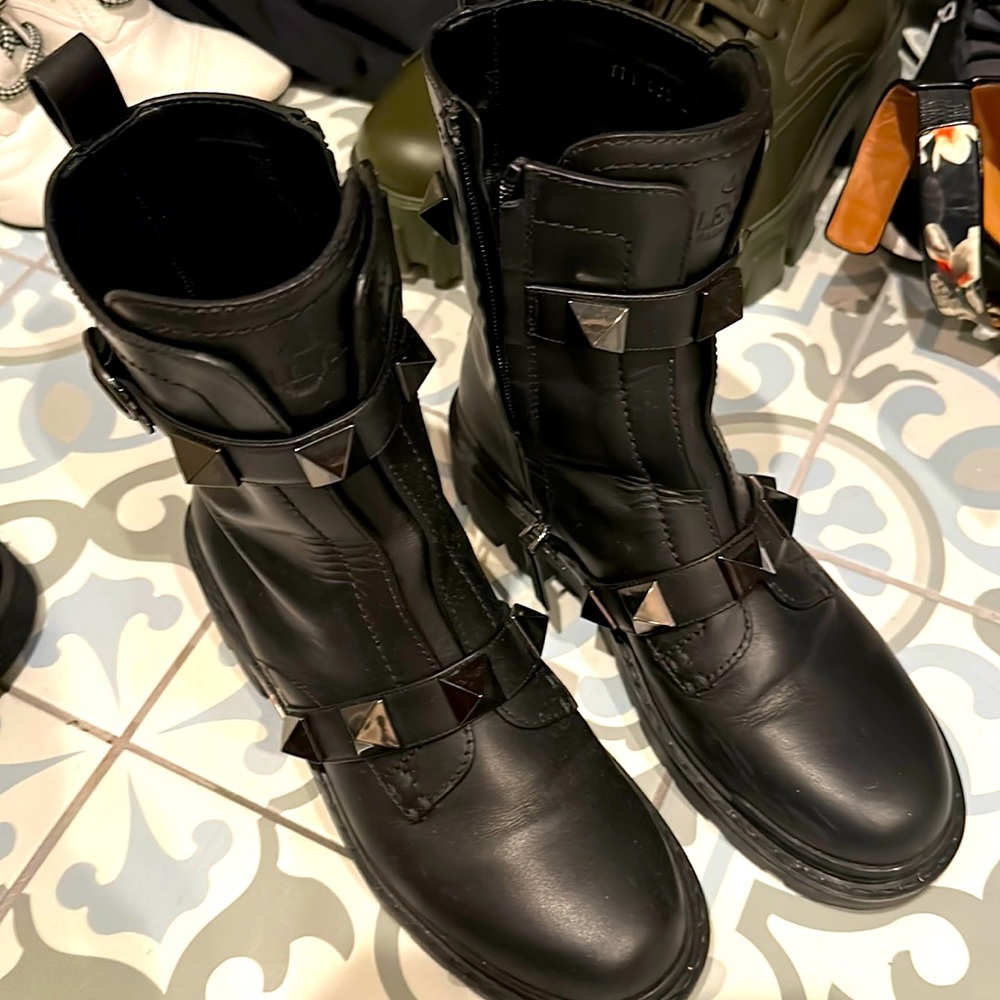 Valentino studded black boots like new. Worn once.
